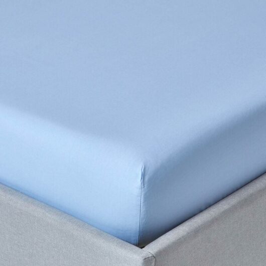 Homescapes - Blue Egyptian Cotton Deep Fitted Sheet 200 Thread Count, Double - Blue - Blue