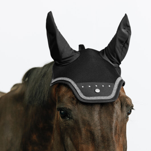 Horse Riding Ear Net - Black Rhinestones
