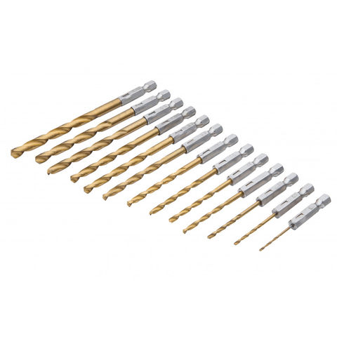 Machine Mart 13 Piece Hex Fitting Titanium Drill Bit Set (1.5-6.5mm)