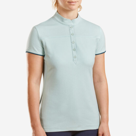 Women's Horse Riding Short-sleeved Polo Shirt 500 -green