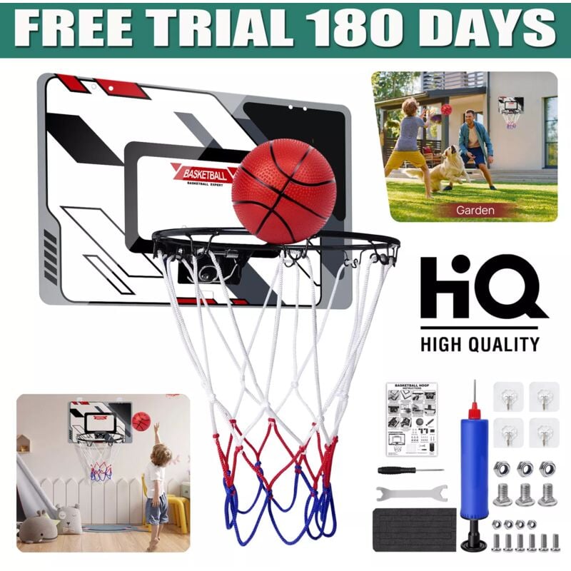 Basketball Hoop With Backboard & Ball Wall Mounted Indoor Outdoor Sports Gift