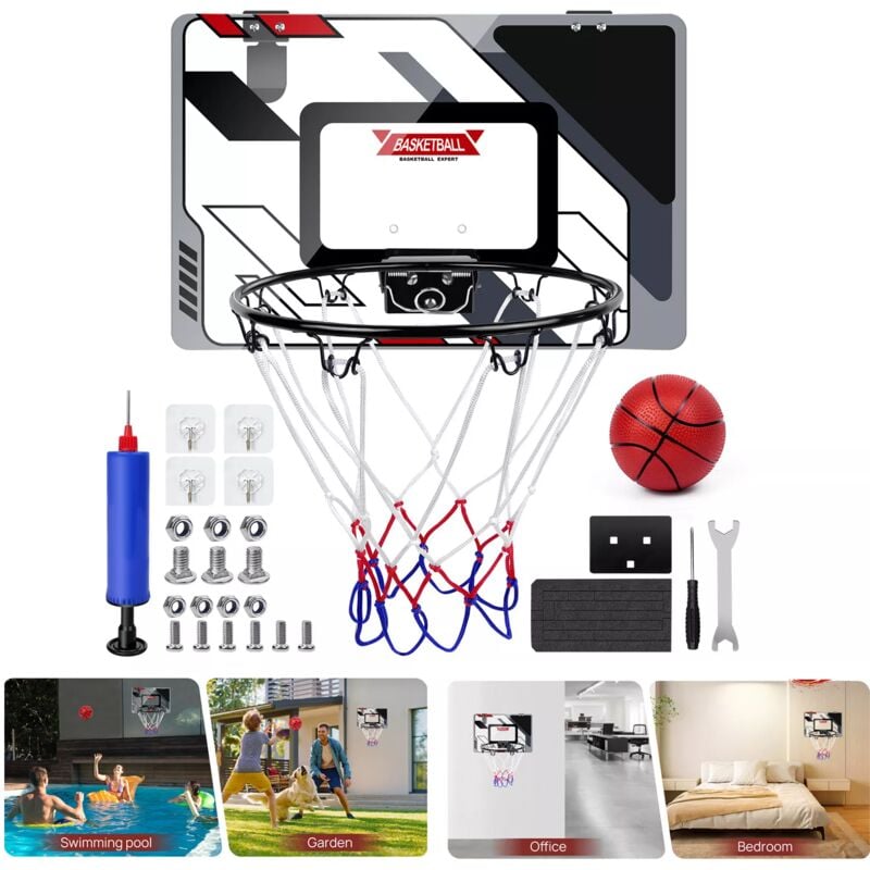 Dayplus - Wall Mounted Basketball Hoop Backboard Set Indoor Outdoor Play Basketball Rim