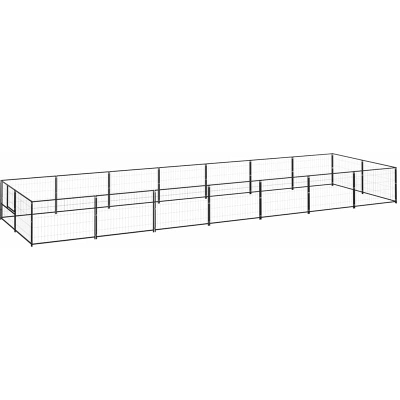 Dog Kennel Black 14 m² Steel Vidaxl