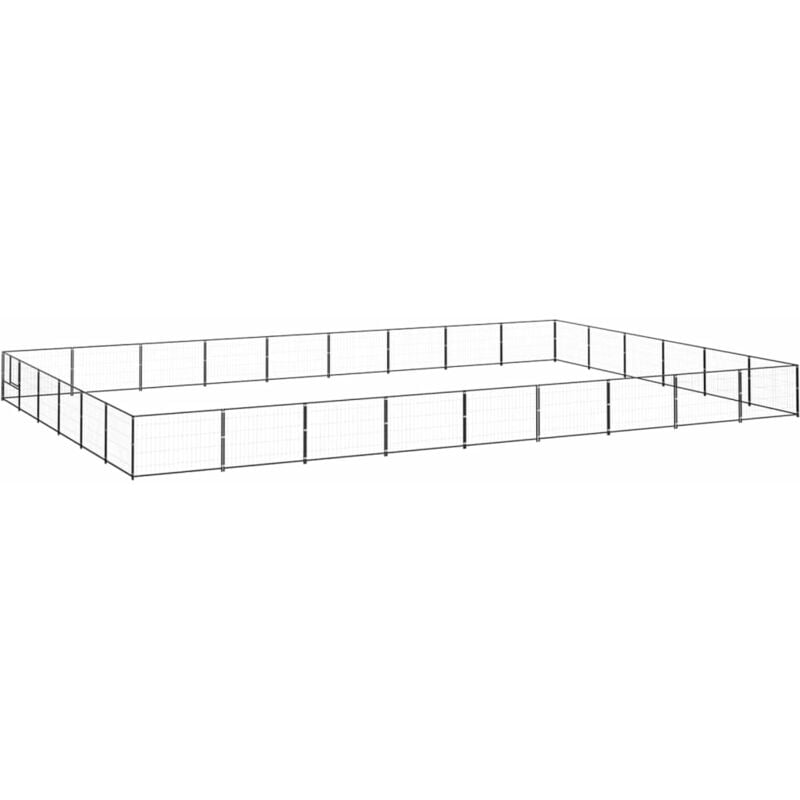 Dog Kennel Black 54 m² Steel Vidaxl