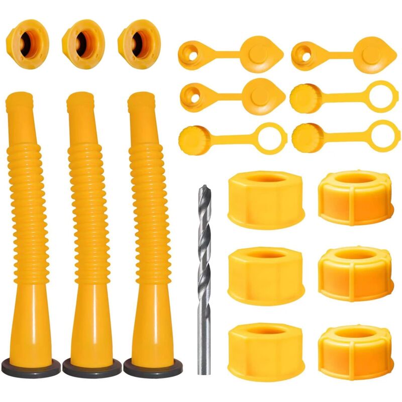 Gas Can Nozzle Replacement, Gas Can Nozzle Replacement (3 Pack Kit - Yellow) Fits most 1/2/5/10 gallon gas cans.