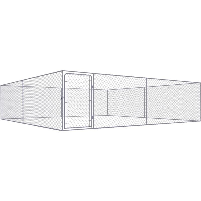 Outdoor Dog Kennel Galvanised Steel 4x4x1 m Vidaxl