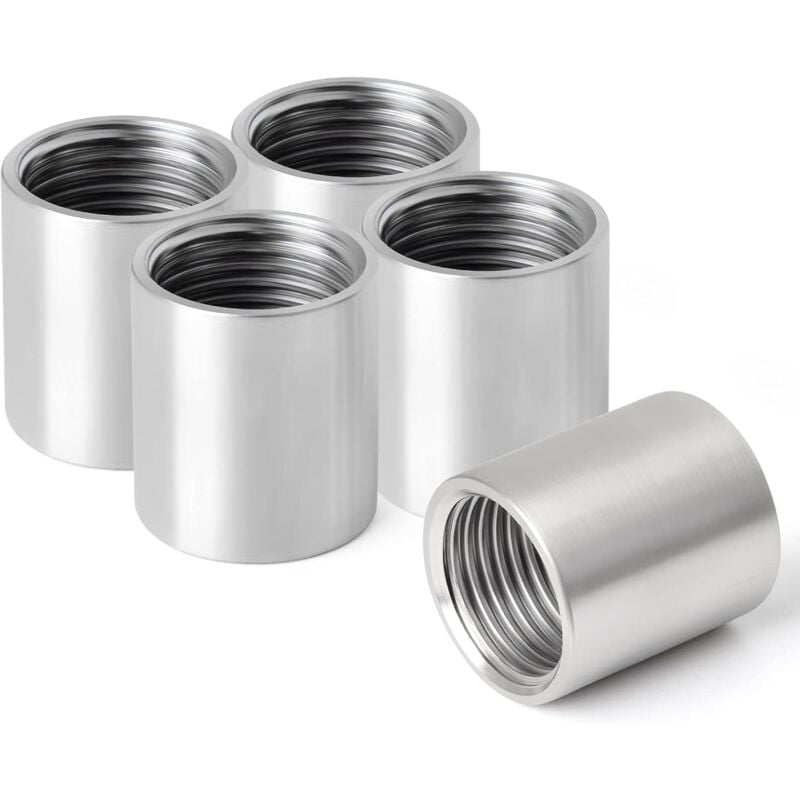Memkey - 1' Stainless Steel Threaded Female Straight Fitting 304 Stainless Steel Straight Connectors Female Pipe Fittings 5pcs (DN25)