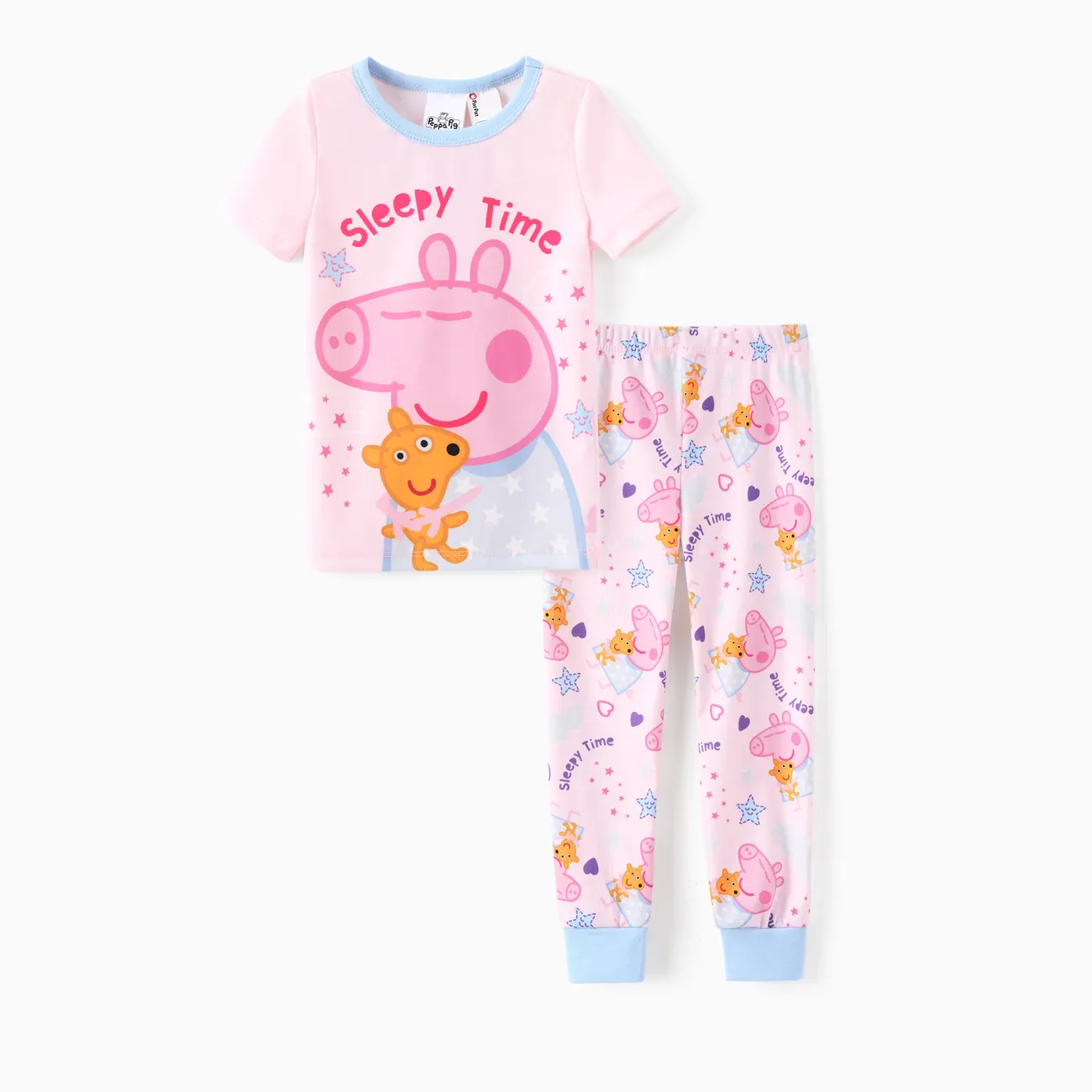 Peppa Pig Toddler Girl 2pcs Naia™ Sleepy Time Stars Print Short-sleeve Snug-Fitting Pajamas Set