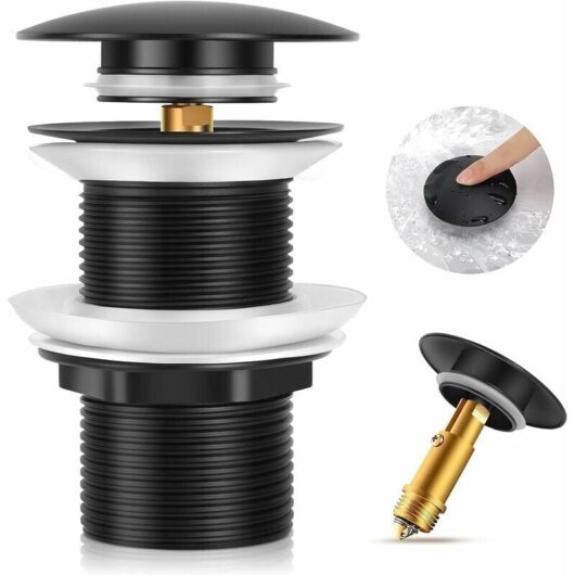Toolive - Washbasin drain fitting without overflow, Clic-Clac drain fitting, washbasin drain fitting made of brass, washbasin drain fitting, bath