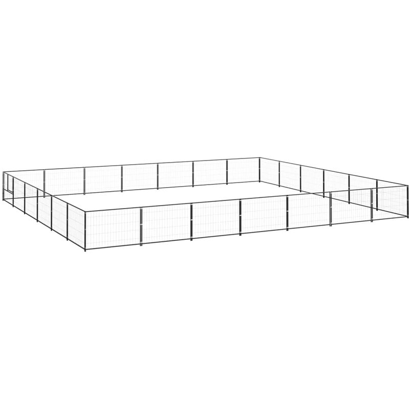 Dog Kennel Black 42 m² Steel Vidaxl