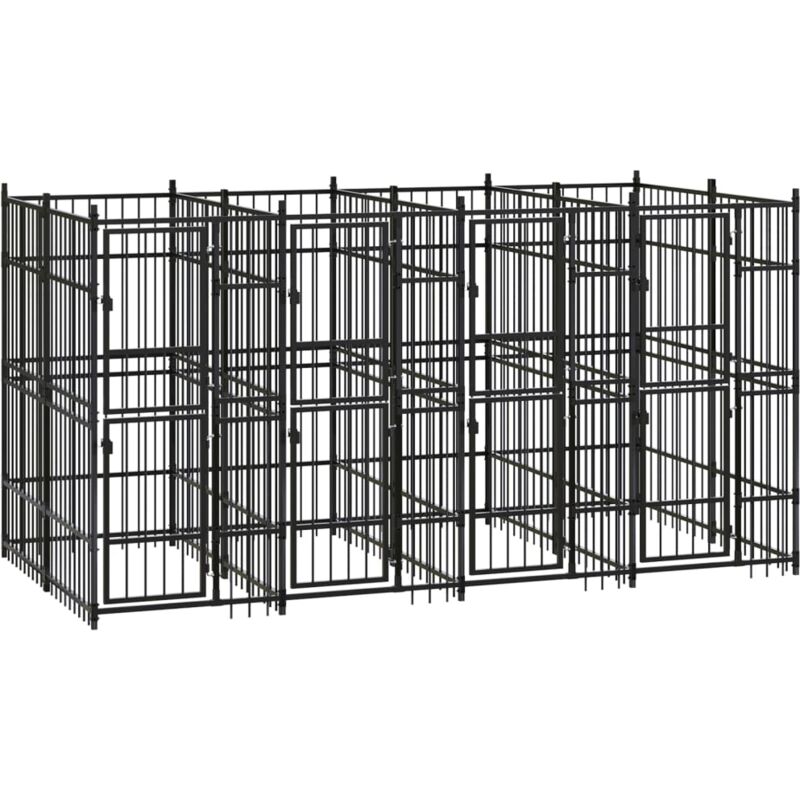 Outdoor Dog Kennel Steel 7.37 m² Vidaxl