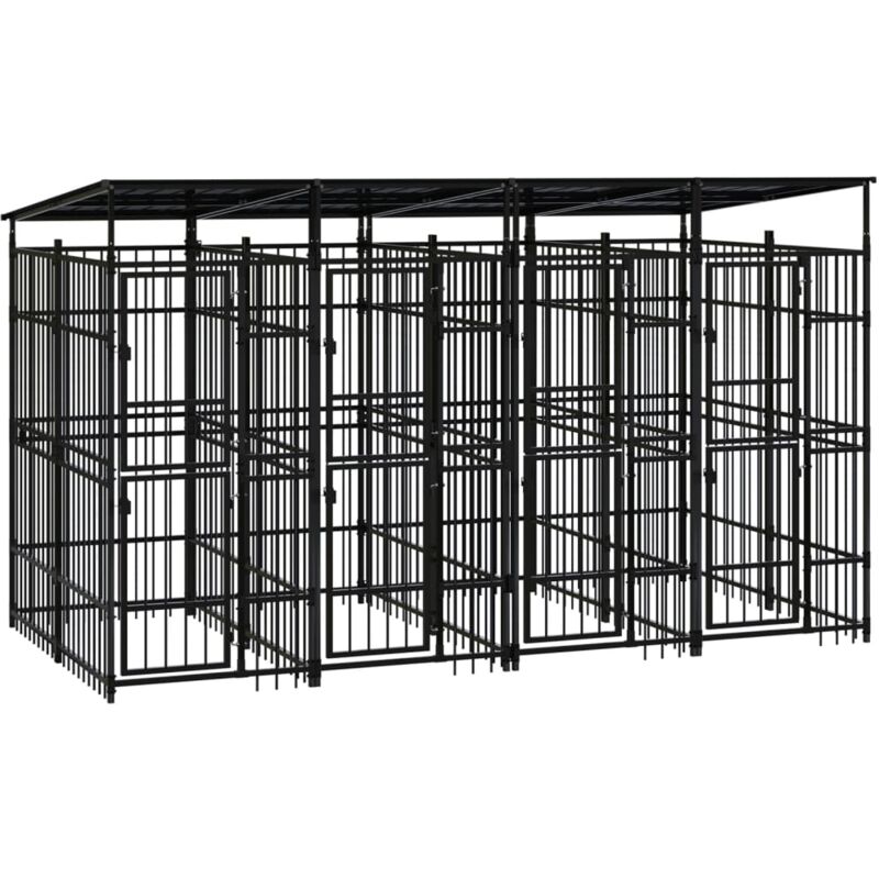 Outdoor Dog Kennel with Roof Steel 7.37 m² Vidaxl