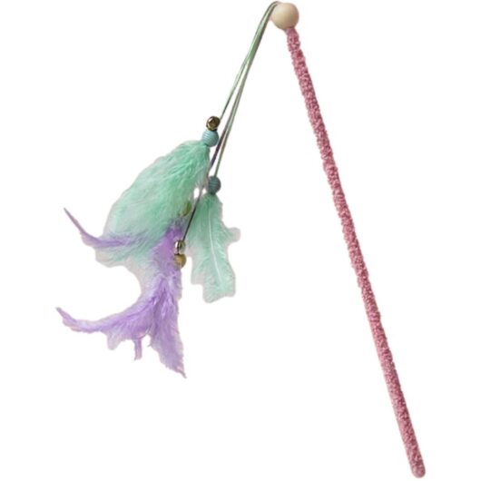 Cat Wand Feather Toy Interactive Fun Flexible Promotes Exercise and Mental Stimulation Cat Teaser Wand Toy for Indoor Multiple Feather