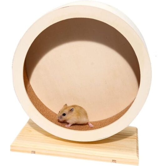Hamster Wooden Silent Wheel, Small Animal Exercise Wheel Accessories, Quiet Spinner Hamster Running Wheels Prevent Depression Toys for Hamsters,