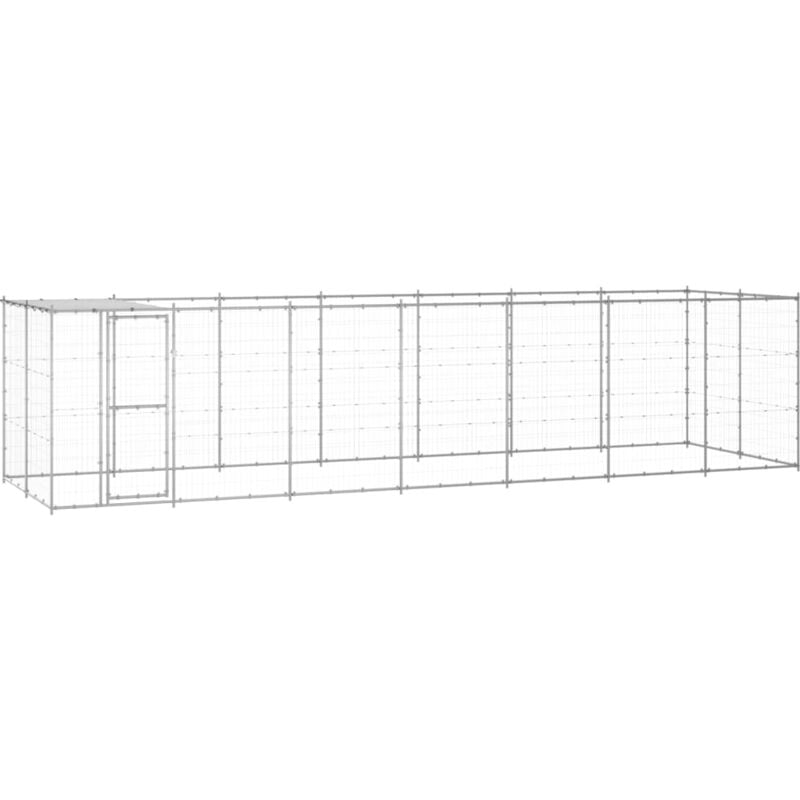 Outdoor Dog Kennel Galvanised Steel with Roof 16.94 m² vidaXL