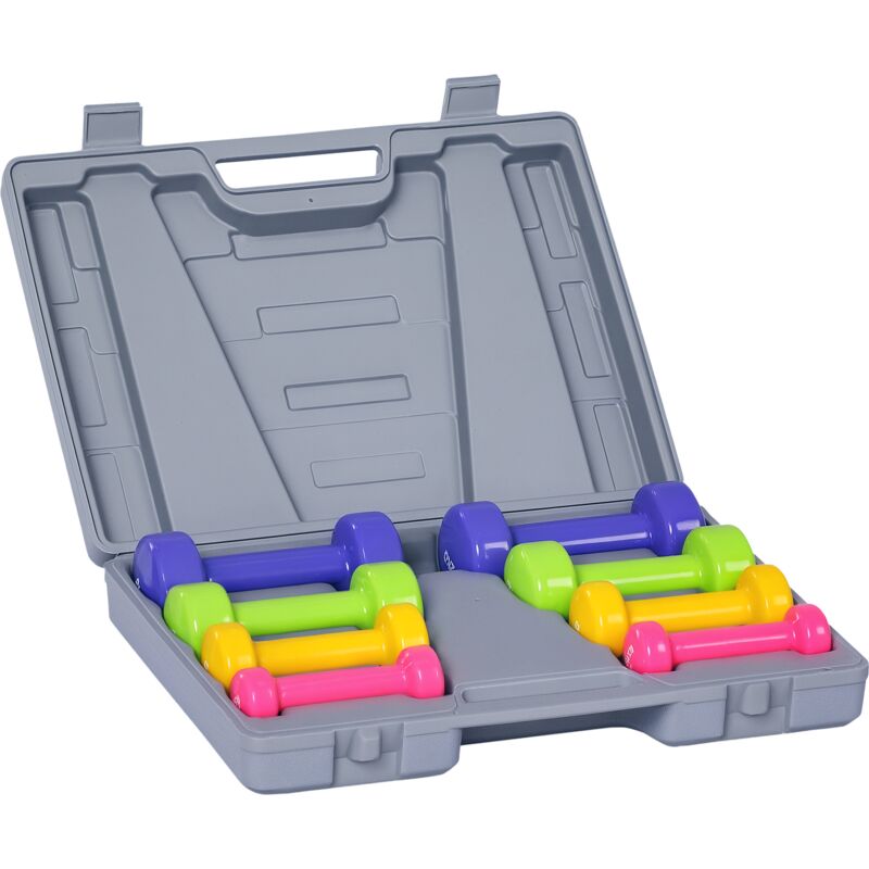 10kg Colourful Dumbbell Weights Set Home Exercising Toning w/ Case Gym - Homcom