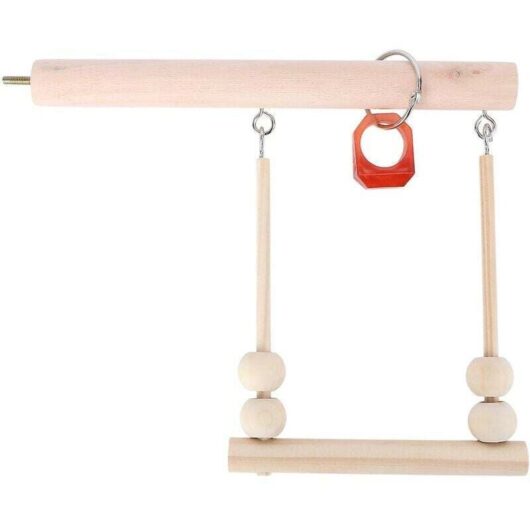 1pcs Bird Perch Rack Toy Parrot Chew Toy Pet Bird Rack Platform Khaki 20X16CM MUMU