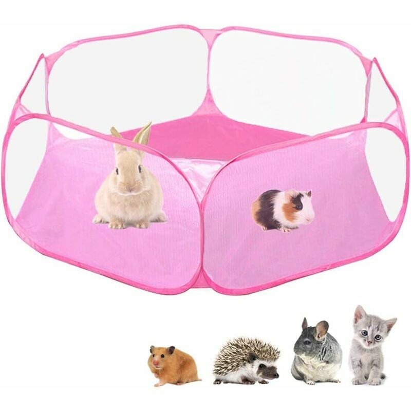 Hoopzi - Small Animals c&c Cage Tent, Breathable & Transparent Pet Playpen Pop Open Outdoor/Indoor Exercise Fence, Portable Yard Fence for Guinea