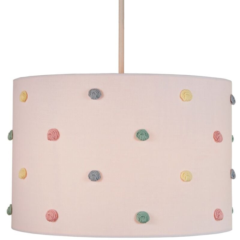 Litecraft Glow Light Shade 30cm Easy Fit Pom Pom Lampshade - White