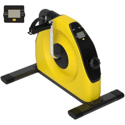 Mini Exercise Bik Under Desk Bike for Legs and Arms Workout Yellow - Sportnow