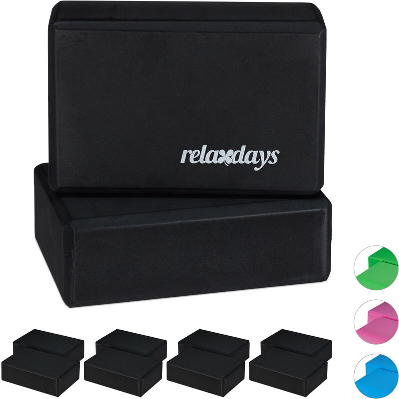 Relaxdays - Set of 10 Hard Foam Blocks to Practice Yoga, Non-Slip, hwd 8x23x15 cm, Black