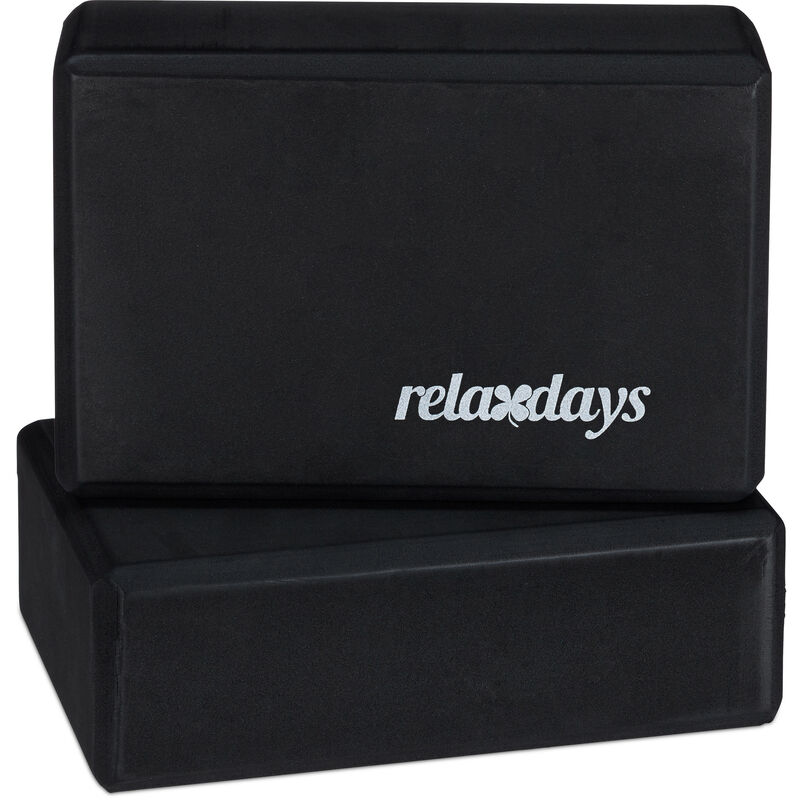 Relaxdays - Set of 2 Hard Foam Blocks to Practice Yoga, Non-Slip, hwd 8x23x15 cm, Black