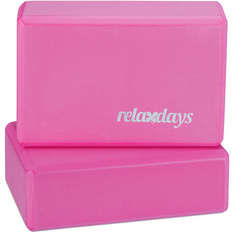 Relaxdays - Set of 2 Hard Foam Blocks to Practice Yoga, Non-Slip, hwd 8x23x15 cm, Pink