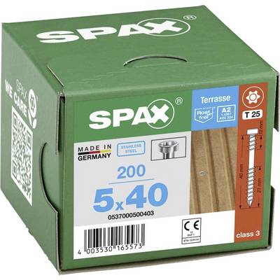 SPAX 0537000500403 Wood screw 5 mm 40 mm T-Star Plus Stainless steel A2 200 pc(s)