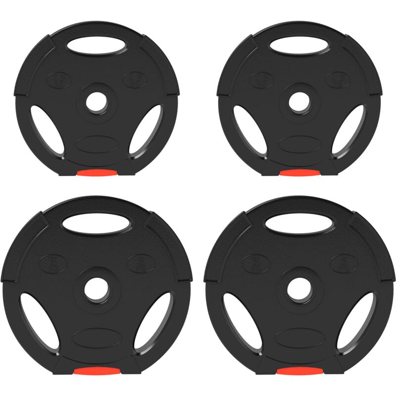 SPORTNOW Olympic Weight Plates Set for Home Gym, 2 x 5kg, 2 x 2.5kg, Black