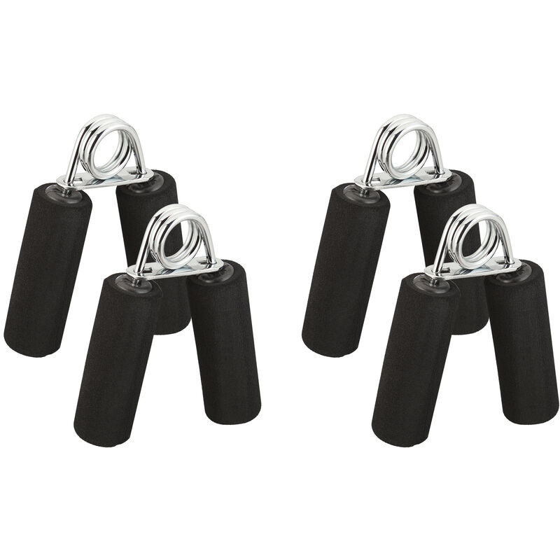 Set of 4 Relaxdays Hand Trainers, Foam Grips, Gripping Exerciser, Finger Muscle Training, Iron Spring, Black