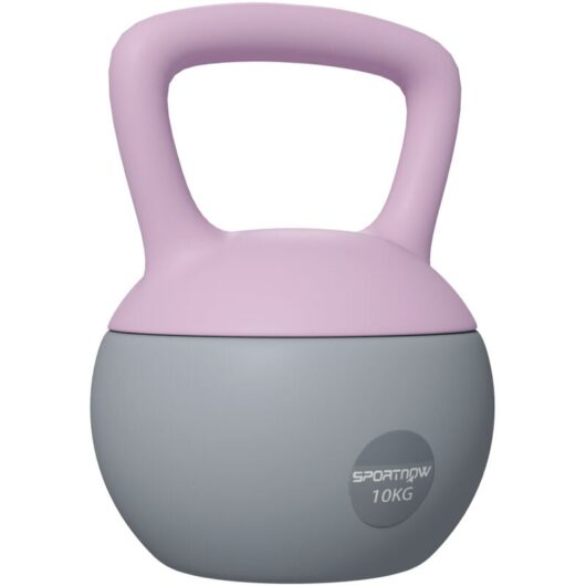 Sportnow - 10KG Kettlebell w/ Soft Body and Non-Slip Handle, Purple and Grey