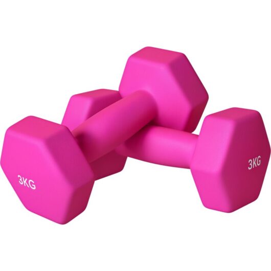Sportnow - Hexagonal Dumbbells Weights Pair 2 x 3kg-Pink