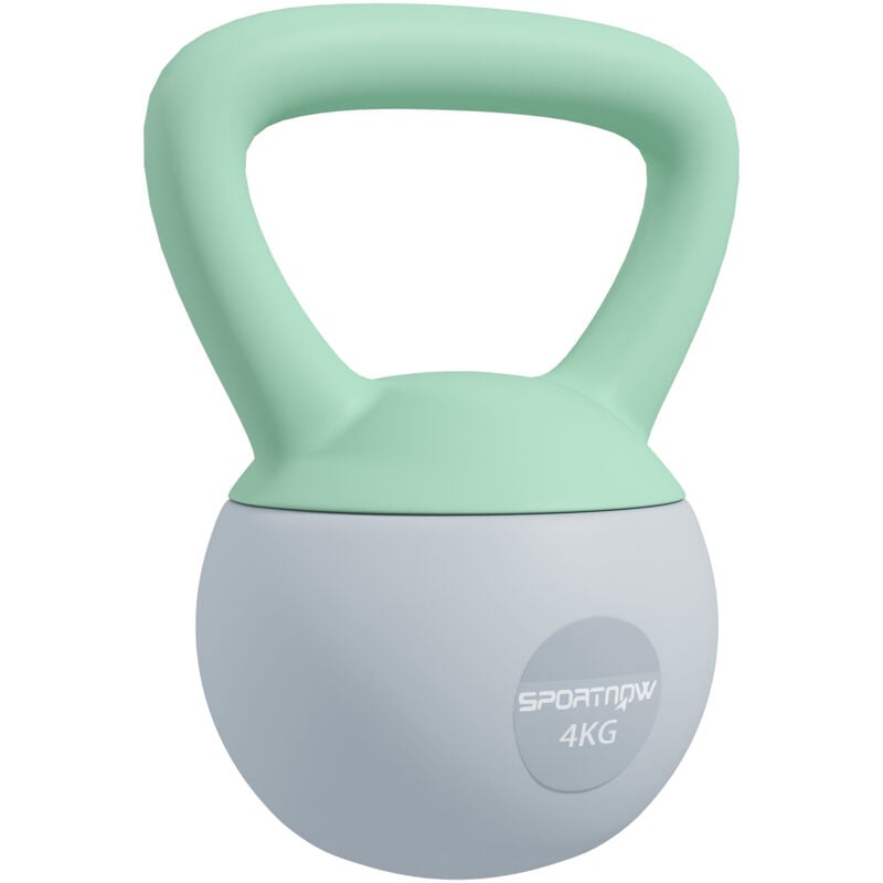 Sportnow - Kettlebell with Soft Body and Non-Slip Handle, Grey and Green 4KG