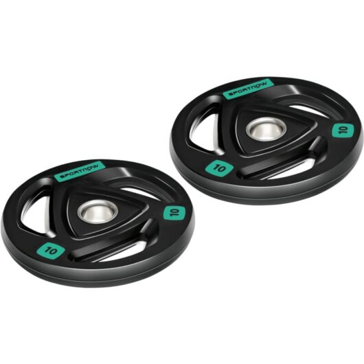 Sportnow - Olympic Weight Plates for 2'' Barbell Bar with Tri Grips 2 x 10kg