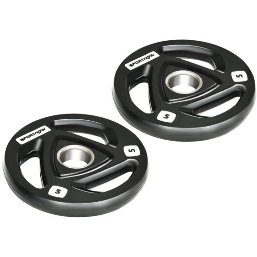 Sportnow - Olympic Weight Plates for 2'' Barbell Bar with Tri Grips 2 x 5kg