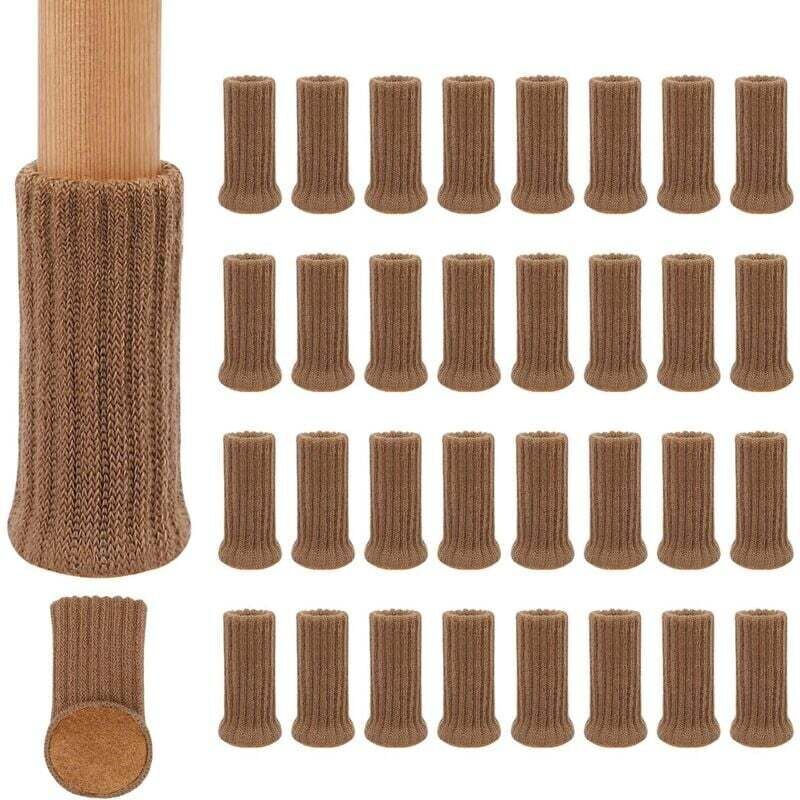 Ymyny - Non-Slip Knitted Chair Leg Socks, Fits 1-2 Inch Thick Chair Legs, Prevent Scratches and Reduce Noise, for Easy Movement, 24-Pack - Taupe mumu