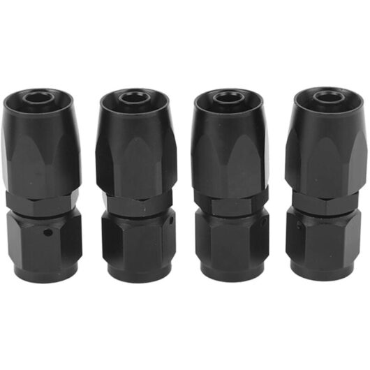 4pcs Universal Aluminum AN6 0 Degree Straight Swivel Hose End Fitting Adapter Car Modification Black for Fuel