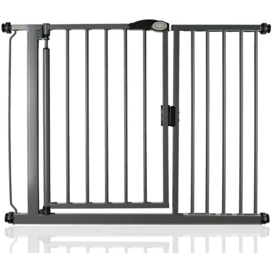 Bettacare - Auto Close Pet Gate, 111cm - 118cm, Slate Grey, Pressure Fit Stair Gate for Dog & Puppy