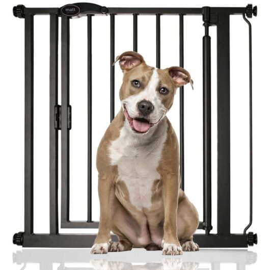 Bettacare - Auto Close Pet Gate, 75cm - 82cm, Matt Black, Pressure Fit Stair Gate for Dog & Puppy