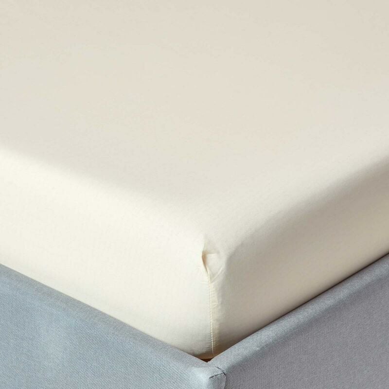 Cream Egyptian Cotton Fitted Sheet 200 Thread Count, Double - Cream - Homescapes