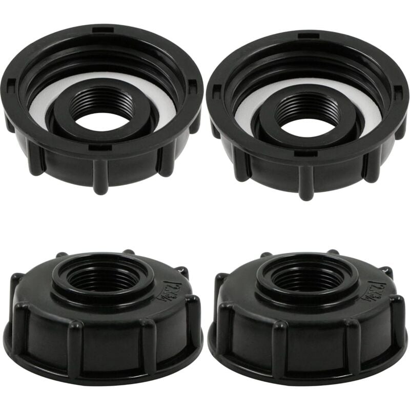 IBC Tank Adapter Connector - Barrel Hose Fitting Accessories Container Cap - for Garden Faucet Adapter Tank Outlet Fitting 3/4 Inch - 4 Pcs Black