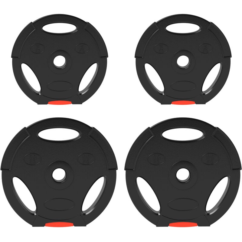 Olympic Weight Plates Set for Home Gym, 2 x 10kg, 2 x 5kg, Black - Sportnow