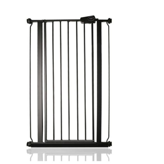 Safetots - Extra Tall Narrow Metal Safety Gate Pressure Fit, 68.5cm - 75cm, Matt Black, 104cm in Height, Extra Tall Baby Gate