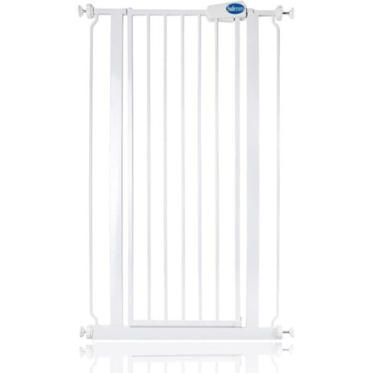 Safetots - Extra Tall Narrow Metal Safety Gate Pressure Fit, 68.5cm - 75cm, White, 104cm in Height, Extra Tall Baby Gate