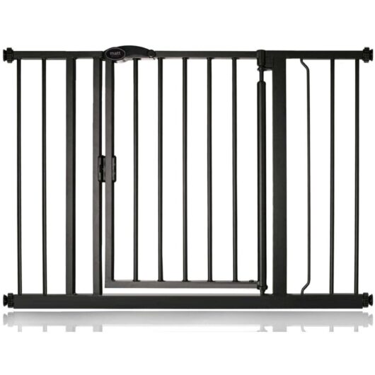 Safetots - Pressure Fit Self Closing Stair Gate, 103.8cm - 110.8cm, Matt Black, Auto Closing Baby Gate, Safety Barrier