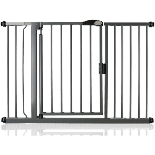 Safetots - Pressure Fit Self Closing Stair Gate, 125.4cm - 132.4cm, Slate Grey, Auto Closing Baby Gate, Safety Barrier