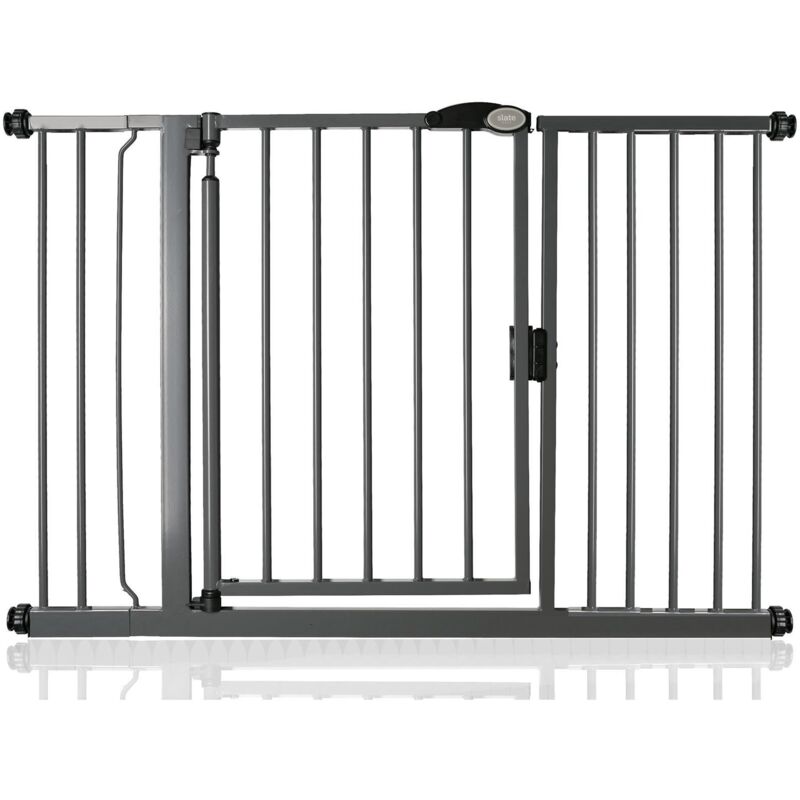 Safetots - Pressure Fit Self Closing Stair Gate, 125.4cm - 132.4cm, Slate Grey, Auto Closing Baby Gate, Safety Barrier