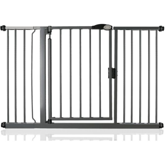 Safetots - Pressure Fit Self Closing Stair Gate, 132.6cm - 139.6cm, Slate Grey, Auto Closing Baby Gate, Safety Barrier