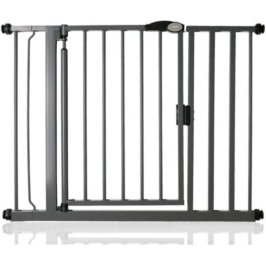 Safetots - Pressure Fit Self Closing Stair Gate, 96.6cm - 103.6cm, Slate Grey, Auto Closing Baby Gate, Safety Barrier