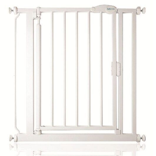 Safetots - Pressure Fit Self Closing Stair Gate, Narrow, 68.5cm - 75cm, White, Auto Closing Baby Gate, Safety Barrier
